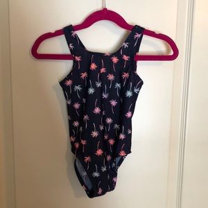Toddler size 2 Navy neon palm tree swimsuit